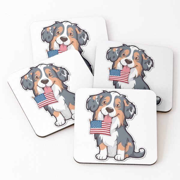 Item preview, Angel, the adorable patriotic Australian Shepard designed and sold by Alanna Rose Realm.