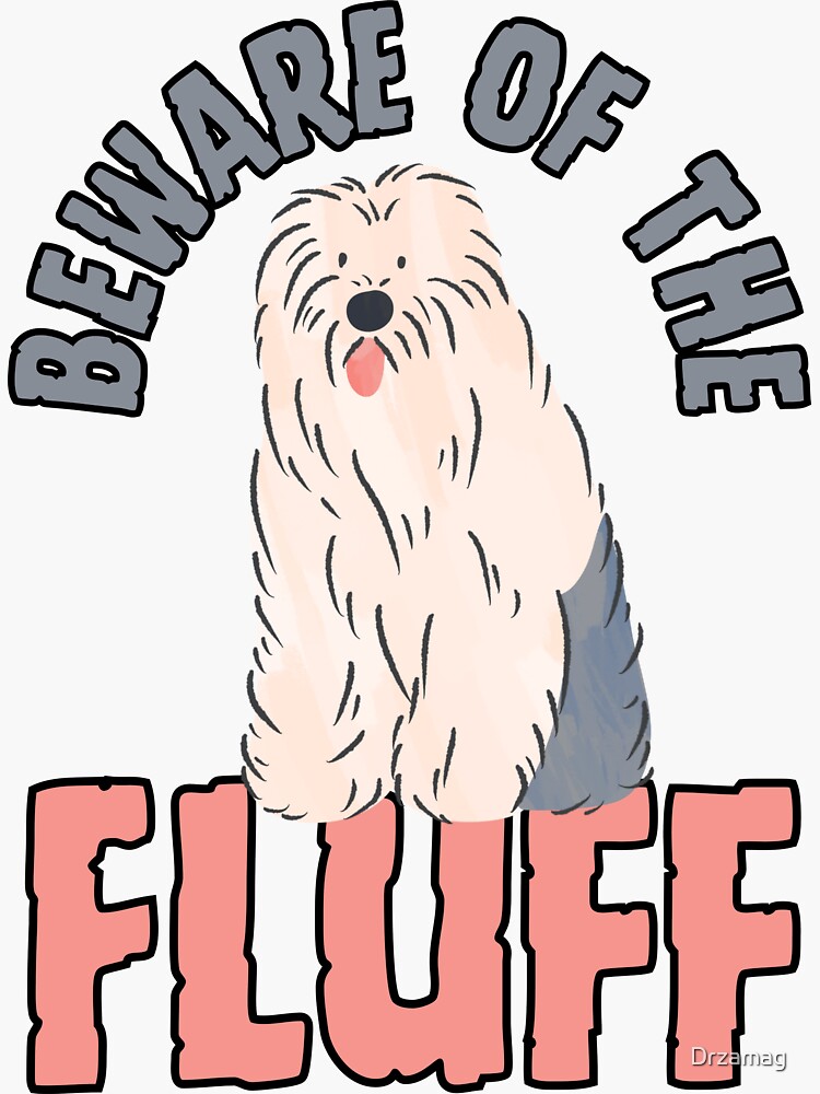 Old english sheepdog with tail (grey) Sticker for Sale by KiwiJP