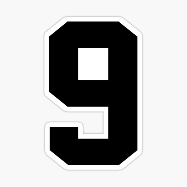 9 - number 9 - jersey number for sportsteam' Sticker