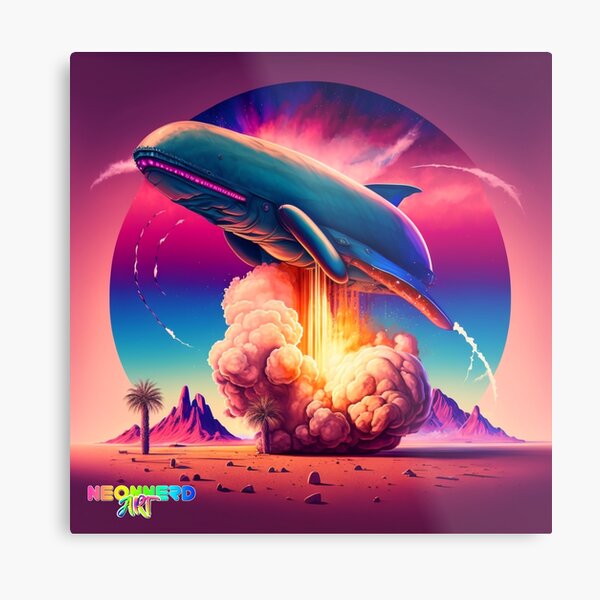 Neon Whale above Atomic Desert Metal Print