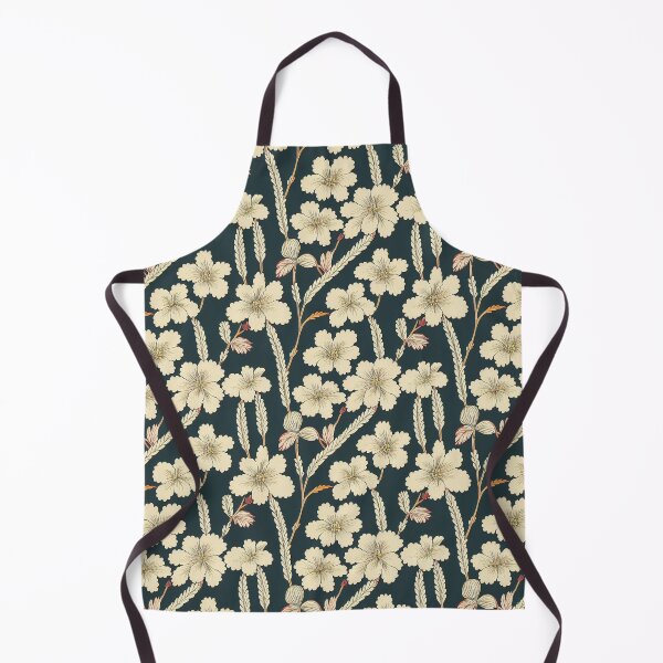 Item preview, Vintage Dark Floral - Beige on Greenish Charcoal Gray designed and sold by kougan.