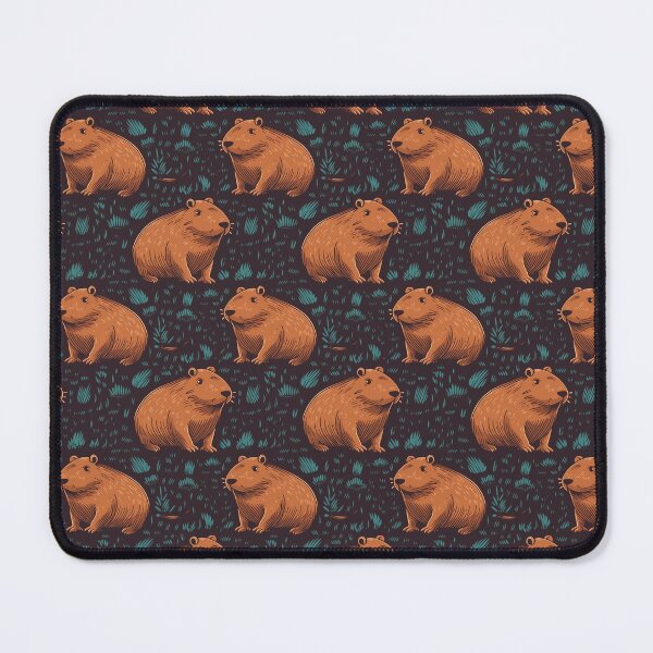 Item preview, Capybara repeating pattern designed and sold by CryptidVinyls.