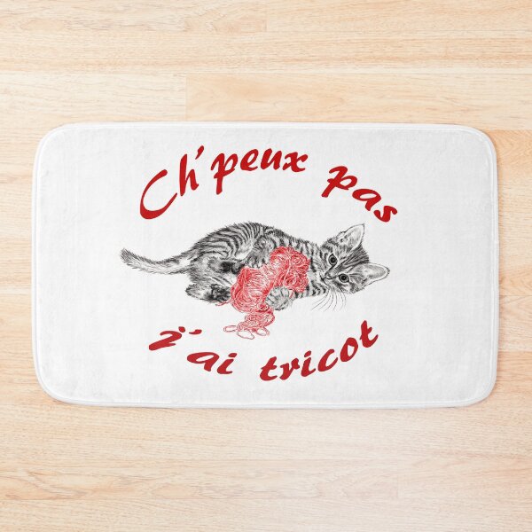 Item preview, Chaton à la pelota - graphite and red colored version, text in French designed and sold by SylvieG18.