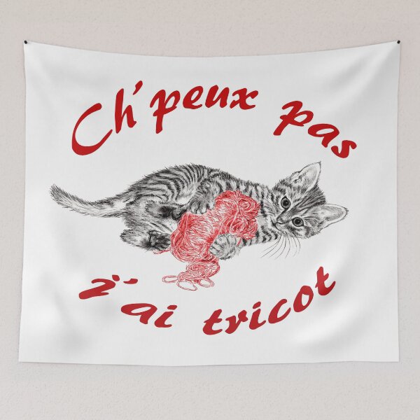 Item preview, Chaton à la pelota - graphite and red colored version, text in French designed and sold by SylvieG18.