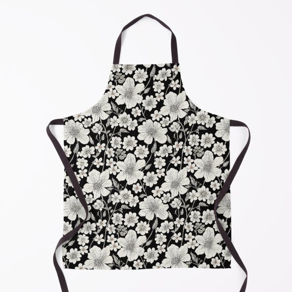 Item preview, Vintage Dark Floral - Large and Small Antique White Flowers on Black designed and sold by kougan.