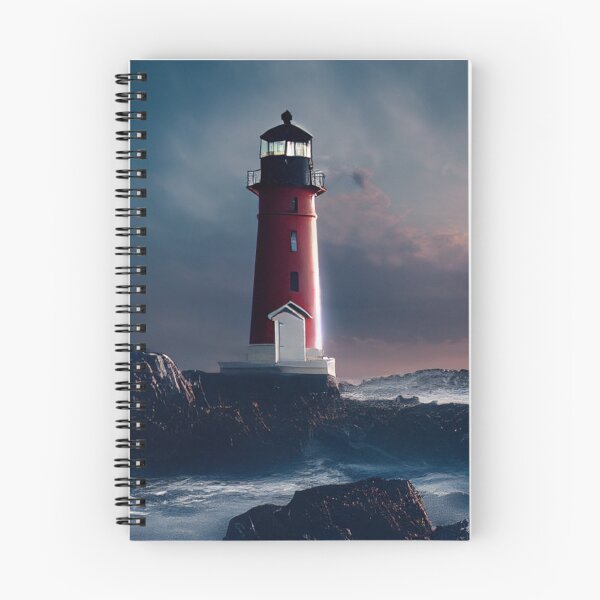 Item preview, landscape featuring a red lighthouse on rocks in a beach  designed and sold by zoldi.