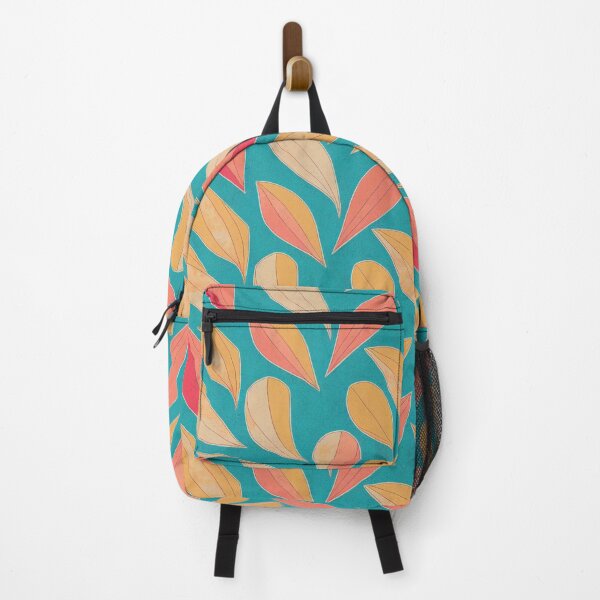 Item preview, Vibrant Boho Leaves Pattern - Washed Out Beige, Orange and Pink on Light Blue Background designed and sold by kougan.
