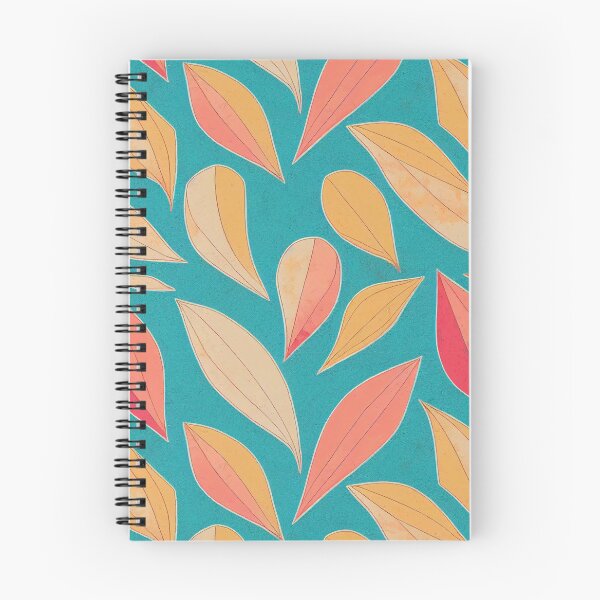 Item preview, Vibrant Boho Leaves Pattern - Washed Out Beige, Orange and Pink on Light Blue Background designed and sold by kougan.