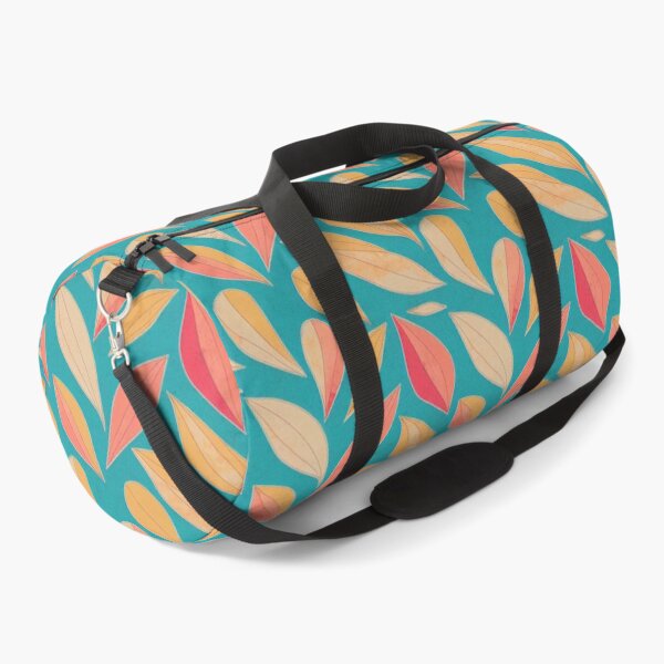 Item preview, Vibrant Boho Leaves Pattern - Washed Out Beige, Orange and Pink on Light Blue Background designed and sold by kougan.