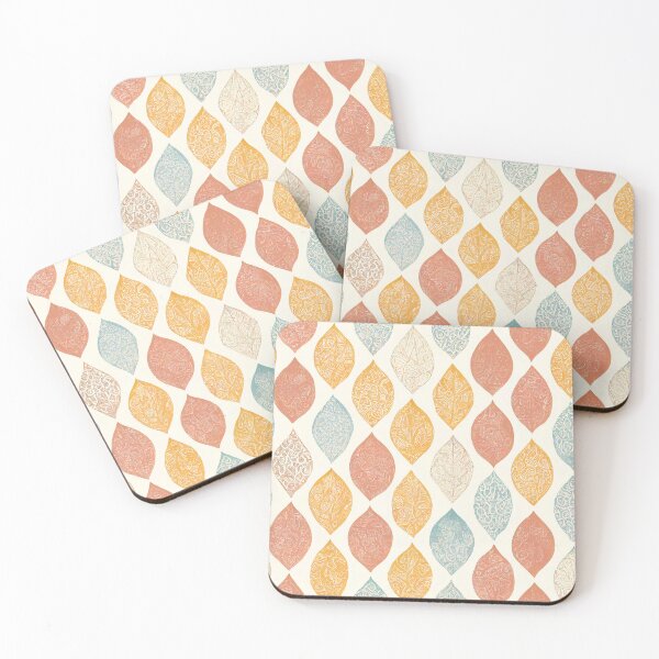 Item preview, Washed Out Colored Boho Leaves Pattern - Yellow, Red, Beige, Blue, Light Background designed and sold by kougan.