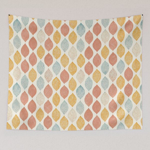 Item preview, Washed Out Colored Boho Leaves Pattern - Yellow, Red, Beige, Blue, Light Background designed and sold by kougan.