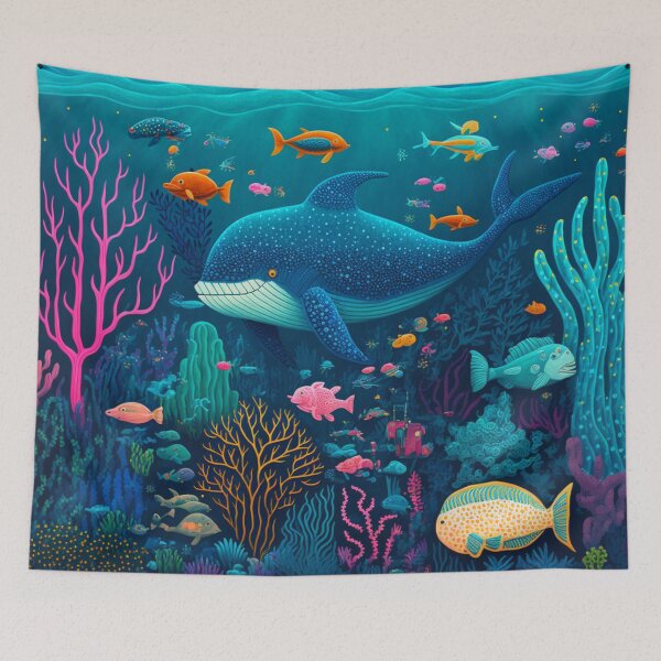 Item preview, Painting featuring undersea world with Coral reef ,whale fishes  designed and sold by zoldi.