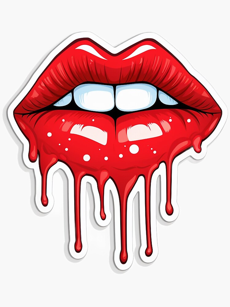 Neon Lips Poster Red Lip Pop Culture Dripping Print Home Decor