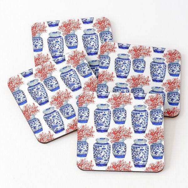 Item preview, Corals in chinoiserie jars designed and sold by SophieClimaArt.