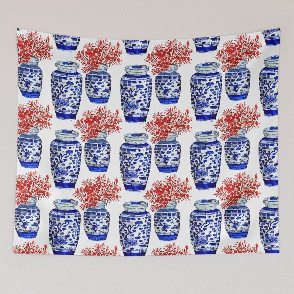 Item preview, Corals in chinoiserie jars designed and sold by SophieClimaArt.