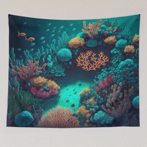 Item preview, colourful Coral reef undersea Landscape  designed and sold by zoldi.
