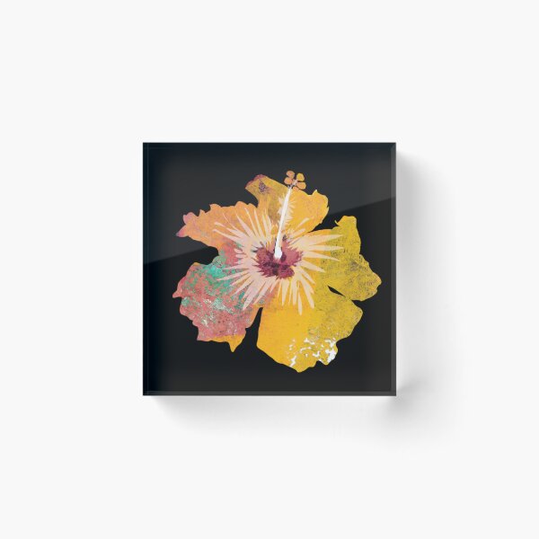 Item preview, Orangey Yellow Artistic textured Hibiscus Flower  designed and sold by ginaisarty.