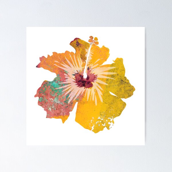 Item preview, Orangey Yellow Artistic textured Hibiscus Flower  designed and sold by ginaisarty.
