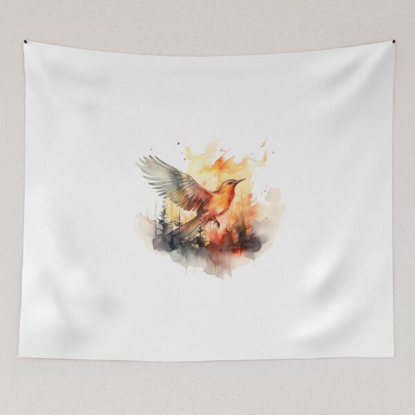 Item preview, Bird flying away from the fire designed and sold by Artemis Prints.