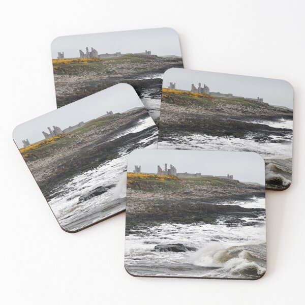 Item preview, Dunstanburgh castle with rough waves battering the coast in Northumberland, UK designed and sold by Richard Flint.