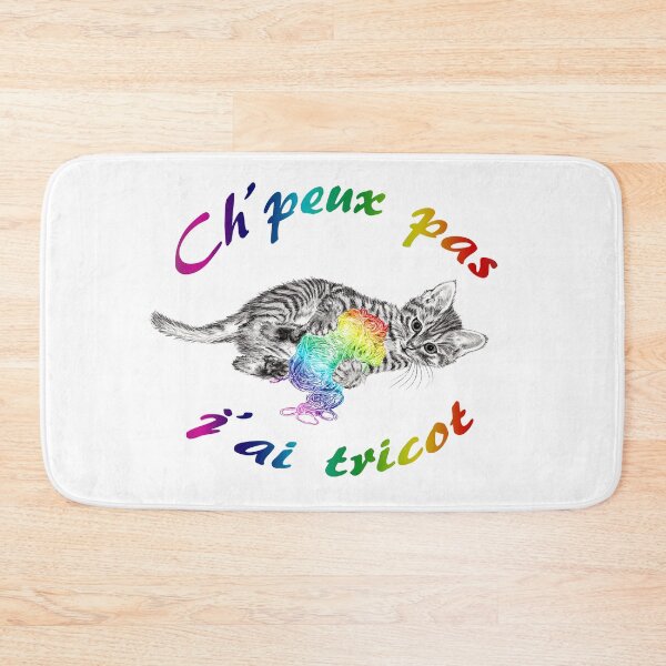 Item preview, Chaton à la pelota - graphite and rainbow colored version 1, text in French designed and sold by SylvieG18.