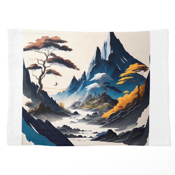 Oriental valley, modern sumi-e style oriental digital art. | Art Print