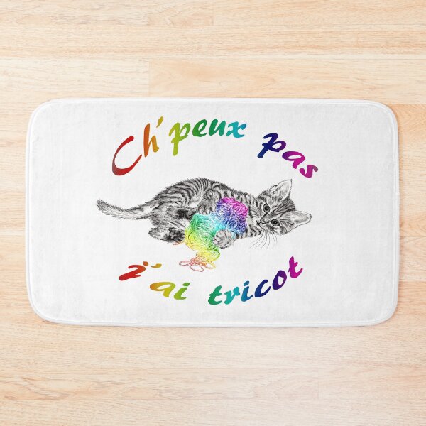 Item preview, Chaton à la pelota - graphite and rainbow colored version 2, text in French designed and sold by SylvieG18.