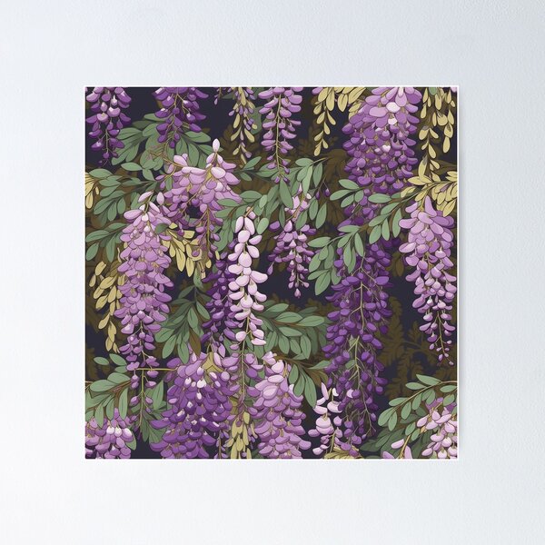 Aperçu de l'œuvre Beau motif de papier peint de glycine en fleurs créée et vendue par Patternists.