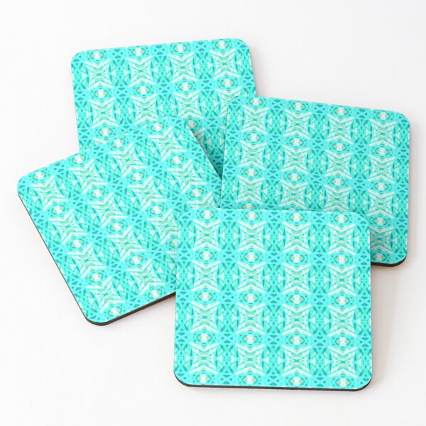 Item preview, Summertime Vibes Maximalist Green Blue Turquoise White Geometric Lattice Pattern designed and sold by PatternPerfect.