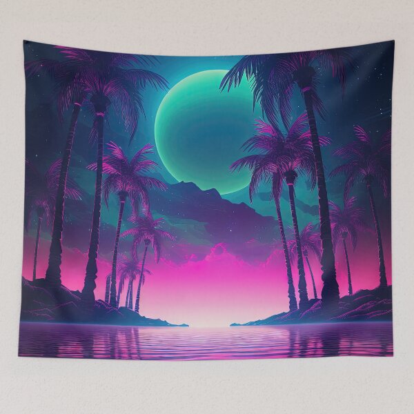 Item preview, Synthwave Oasis: A Nighttime Escape to Paradise designed and sold by Mullet Monkey.