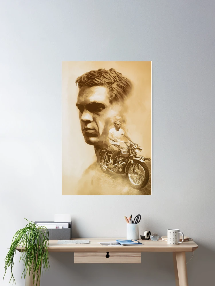 Poster Steve McQueen A0 - Art Mural Imprimé Grand Format | Poster Cinéma Homme Blanc Papier 300g