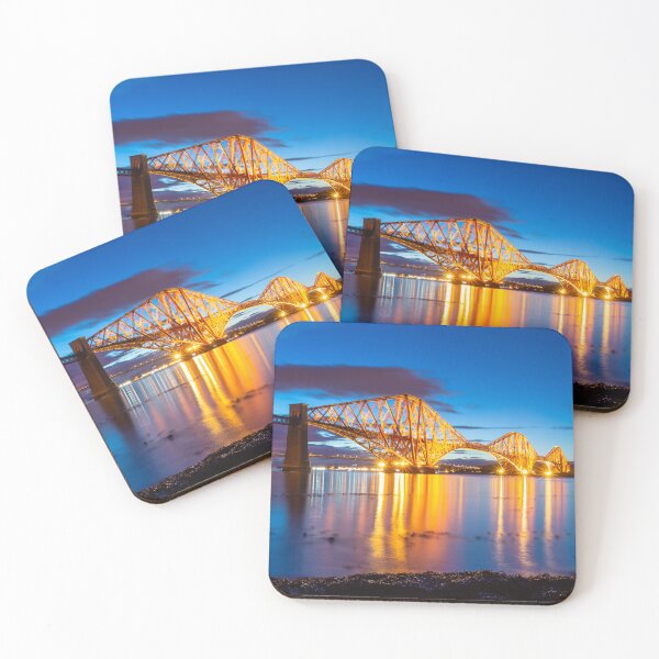 Item preview, Forth Rail Bridge in Scotland Lit Up at Twilight designed and sold by vryandesigns.