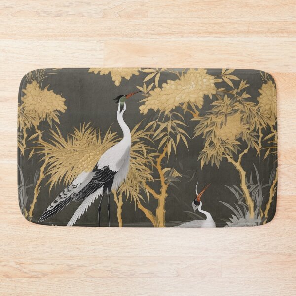 Item preview, Black and Gold Cranes Chinoiserie Floral  designed and sold by TimelessCargo.