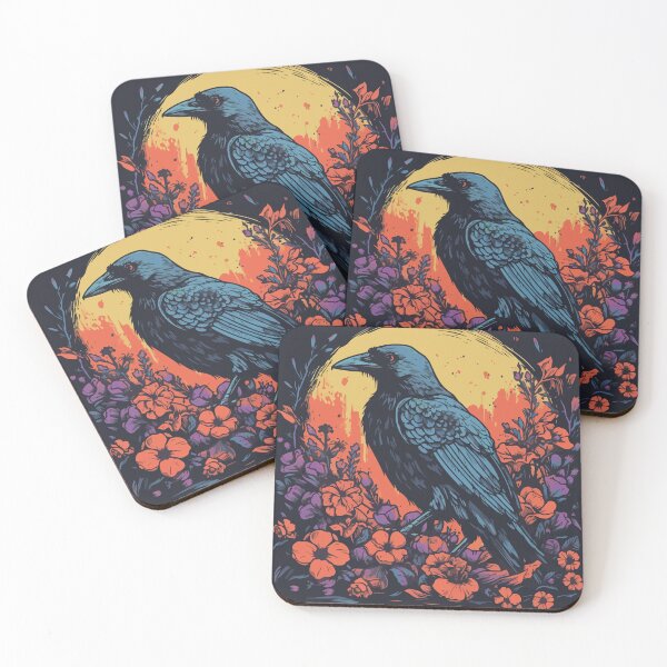 Item preview, Moonlit Flower Crow designed and sold by 8bitbubbles.