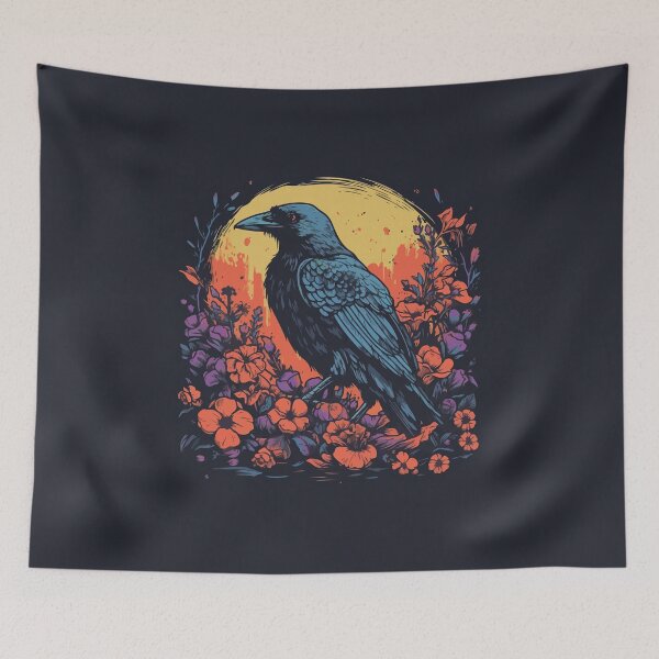 Item preview, Moonlit Flower Crow designed and sold by 8bitbubbles.