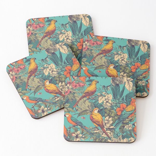 Item preview, Tropical Bird and Flowers Pattern designed and sold by AnimalisticArts.