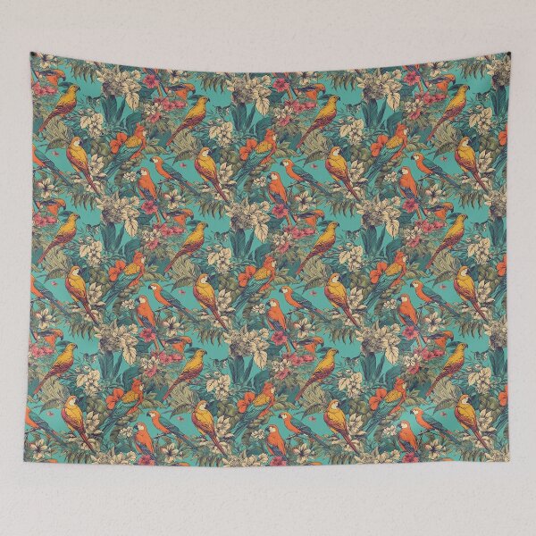 Item preview, Tropical Bird and Flowers Pattern designed and sold by AnimalisticArts.