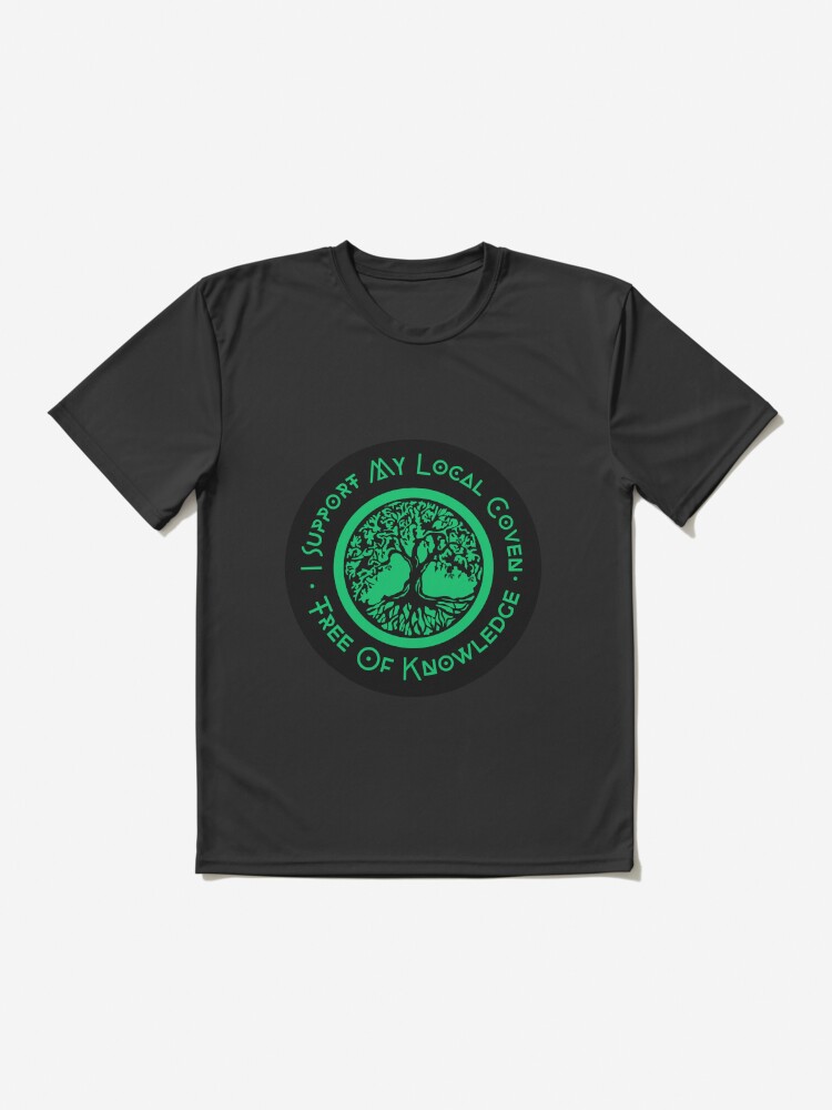 Thumbnail 2 of 7, Active T-Shirt, I Support My Local Coven - Green Tree Logo designed and sold by treeofknowledge.