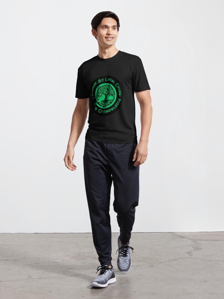 Thumbnail 5 of 7, Active T-Shirt, I Support My Local Coven - Green Tree Logo designed and sold by treeofknowledge.