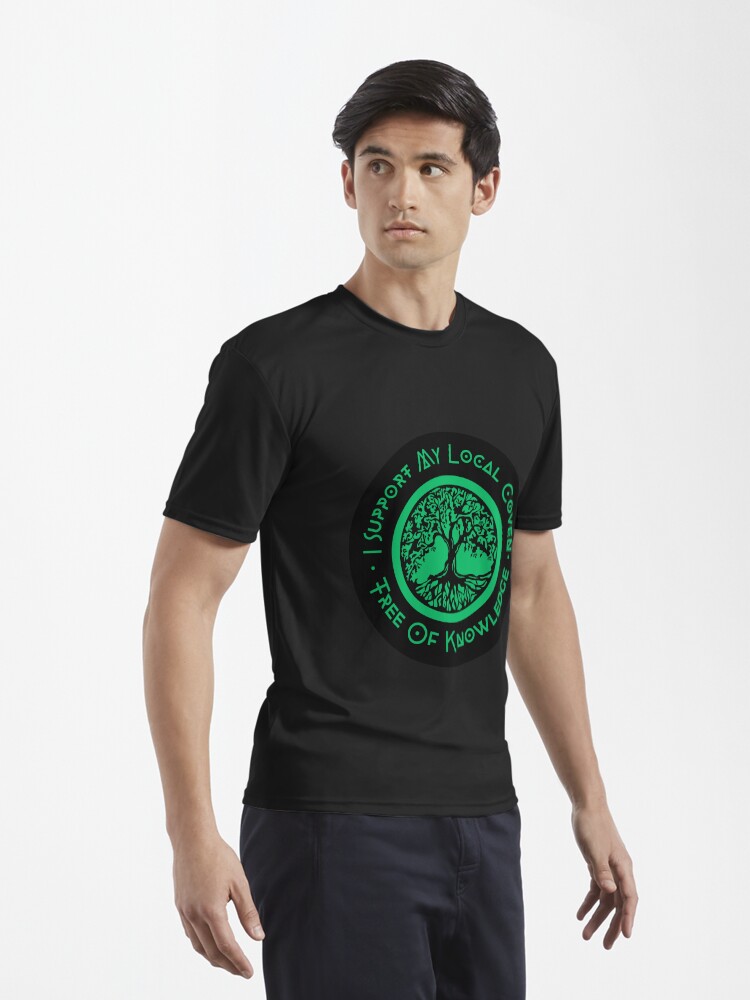 Thumbnail 3 of 7, Active T-Shirt, I Support My Local Coven - Green Tree Logo designed and sold by treeofknowledge.