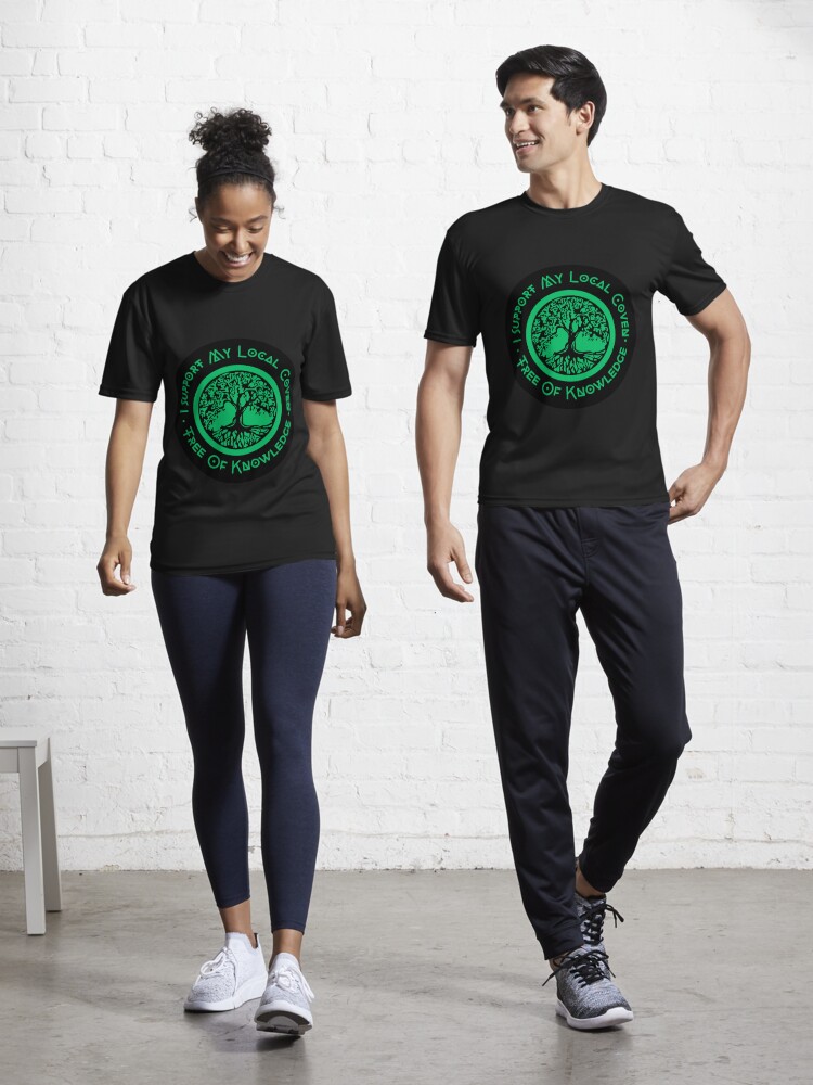 Thumbnail 1 of 7, Active T-Shirt, I Support My Local Coven - Green Tree Logo designed and sold by treeofknowledge.