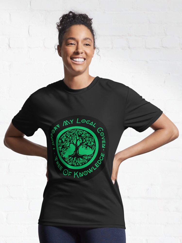 Thumbnail 6 of 7, Active T-Shirt, I Support My Local Coven - Green Tree Logo designed and sold by treeofknowledge.