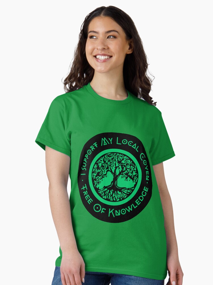 Thumbnail 2 of 7, Classic T-Shirt, I Support My Local Coven - Green Tree Logo designed and sold by treeofknowledge.