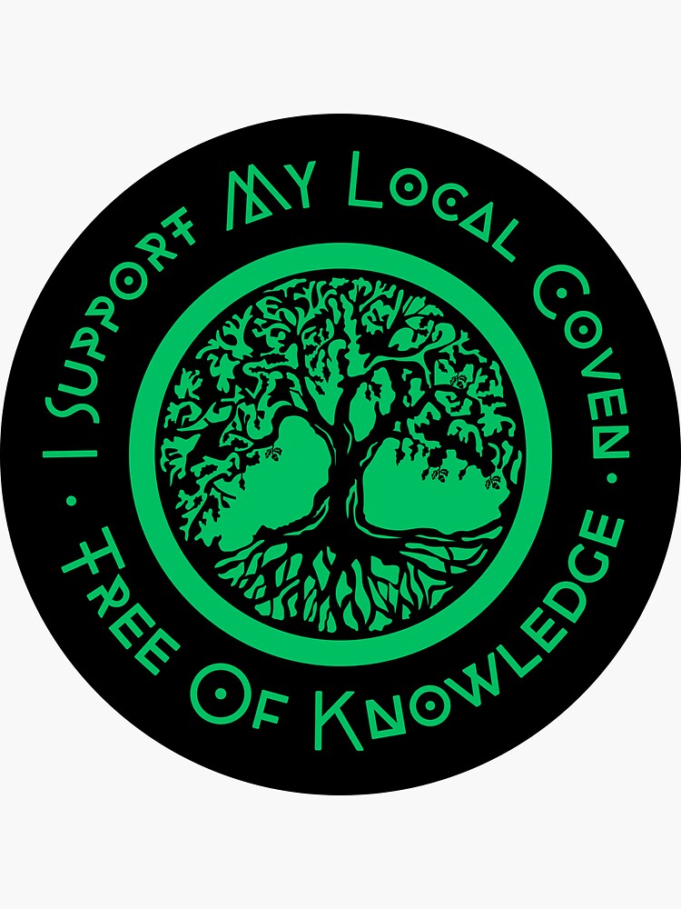 Thumbnail 3 of 3, Sticker, I Support My Local Coven - Green Tree Logo designed and sold by treeofknowledge.