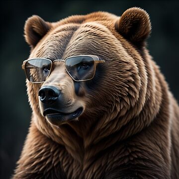 Cool Portrait of Grizzly Bear with Sunglasses | Magnet