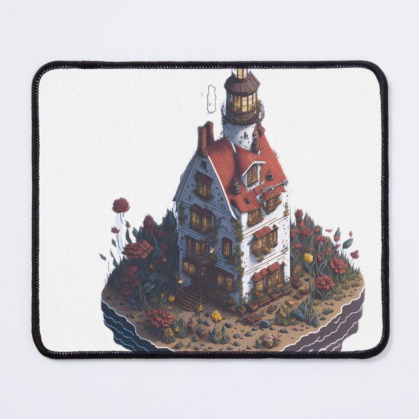 Item preview, Vintage lighthouse sticker with flower splash Whimsical fairy tale inspired illustration designed and sold by RedArtG09.
