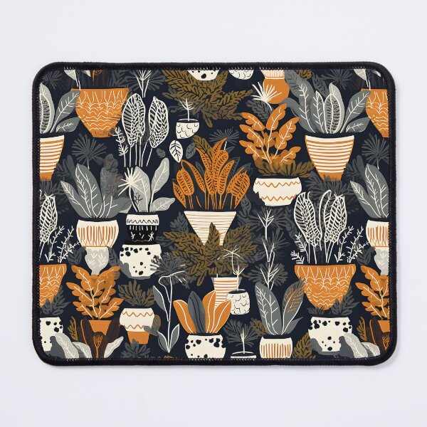 Item preview, Orange and Grey Potted Plants Pattern designed and sold by Brainless Art.