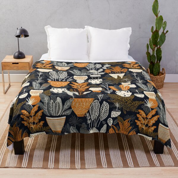 Item preview, Orange and Grey Potted Plants Pattern designed and sold by Brainless Art.