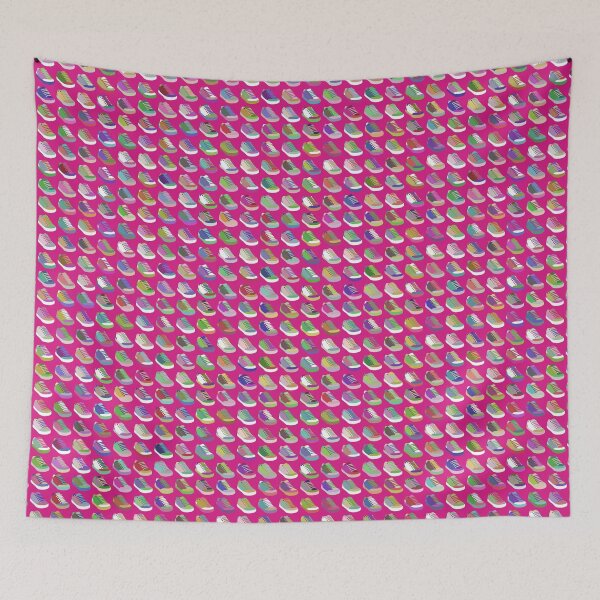 Item preview, Sneakers everywhere! on hot pink background designed and sold by coverinlove.