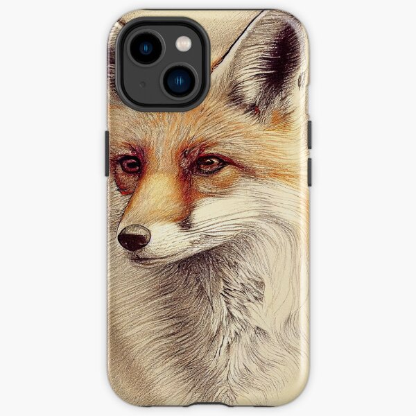 Vintage Red Fox Drawing iPhone Tough Case